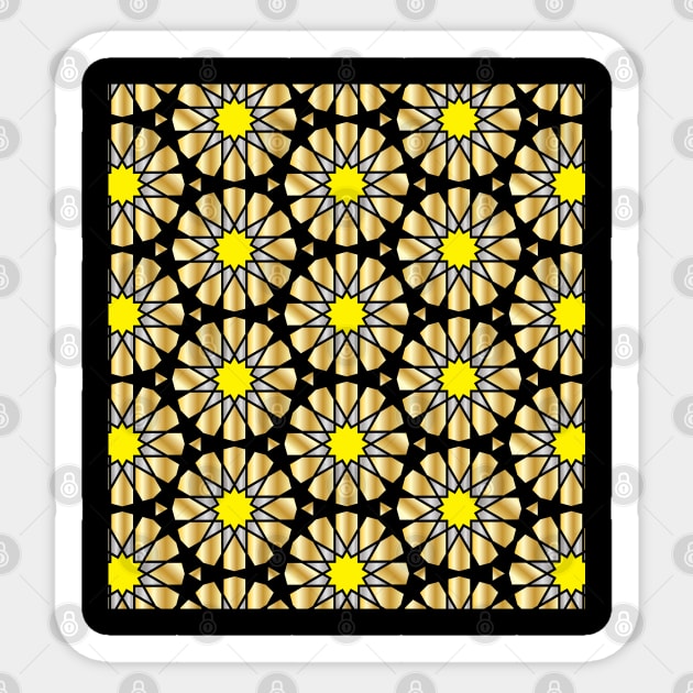 Elegant Black And Gold Moroccan Pattern Sticker by ArticArtac